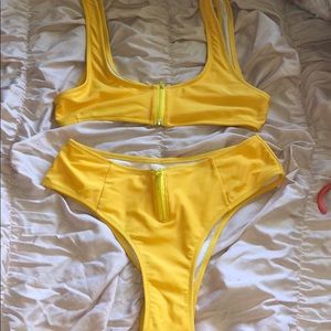 Yellow Zipper Bikini